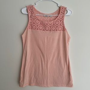 Like New, Sleeveless Top-Laced Embroidered Shirt